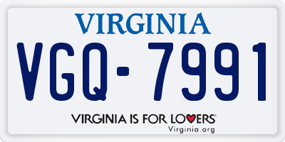 VA license plate VGQ7991