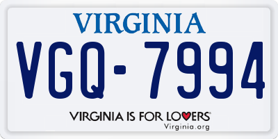 VA license plate VGQ7994