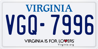 VA license plate VGQ7996