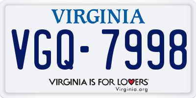 VA license plate VGQ7998