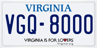 VA license plate VGQ8000