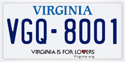 VA license plate VGQ8001