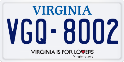 VA license plate VGQ8002