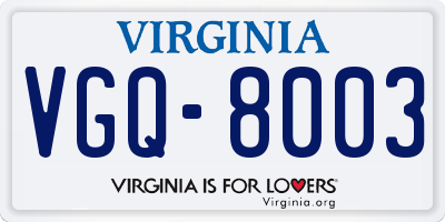 VA license plate VGQ8003