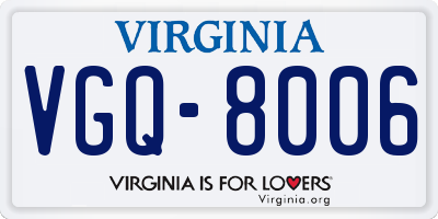 VA license plate VGQ8006