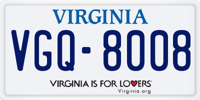 VA license plate VGQ8008