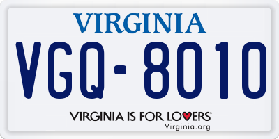 VA license plate VGQ8010