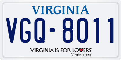 VA license plate VGQ8011