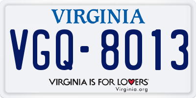 VA license plate VGQ8013