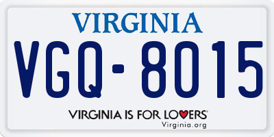VA license plate VGQ8015