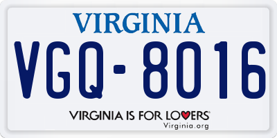 VA license plate VGQ8016