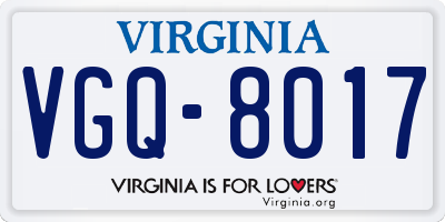 VA license plate VGQ8017