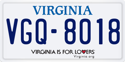 VA license plate VGQ8018