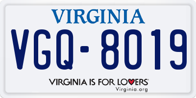 VA license plate VGQ8019