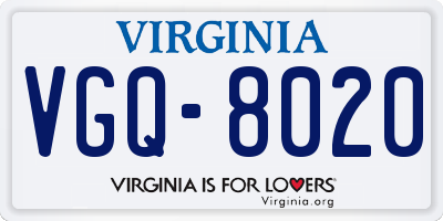 VA license plate VGQ8020