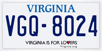 VA license plate VGQ8024