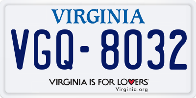 VA license plate VGQ8032