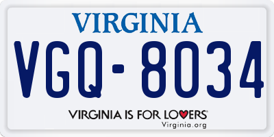 VA license plate VGQ8034