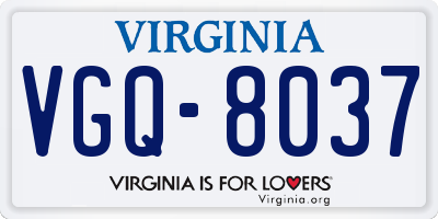 VA license plate VGQ8037