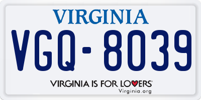 VA license plate VGQ8039