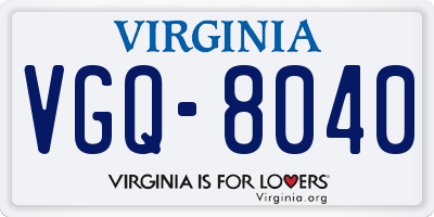 VA license plate VGQ8040
