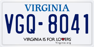 VA license plate VGQ8041