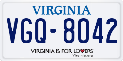 VA license plate VGQ8042