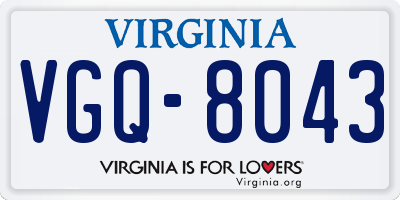 VA license plate VGQ8043