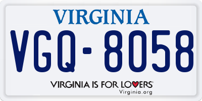 VA license plate VGQ8058
