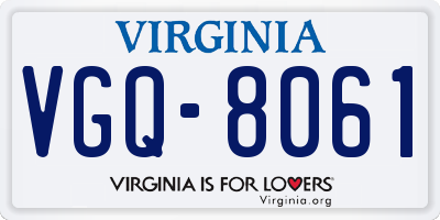 VA license plate VGQ8061