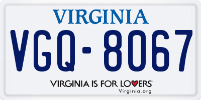 VA license plate VGQ8067