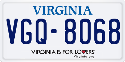 VA license plate VGQ8068