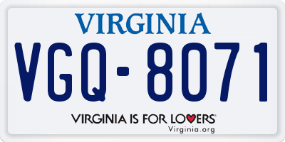 VA license plate VGQ8071