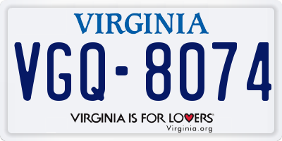 VA license plate VGQ8074