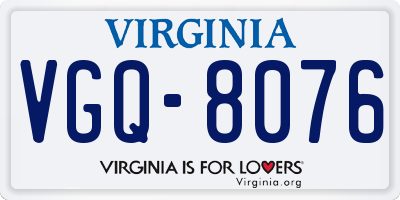 VA license plate VGQ8076
