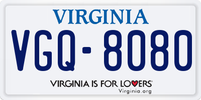 VA license plate VGQ8080