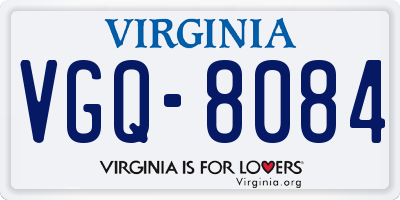 VA license plate VGQ8084