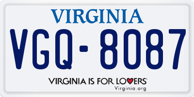 VA license plate VGQ8087