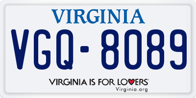 VA license plate VGQ8089
