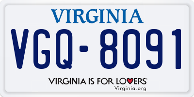VA license plate VGQ8091
