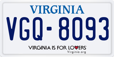 VA license plate VGQ8093