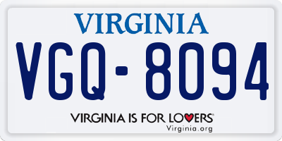 VA license plate VGQ8094