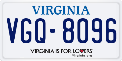 VA license plate VGQ8096