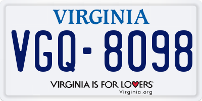 VA license plate VGQ8098