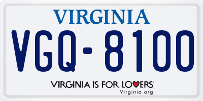VA license plate VGQ8100