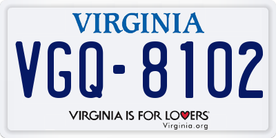 VA license plate VGQ8102