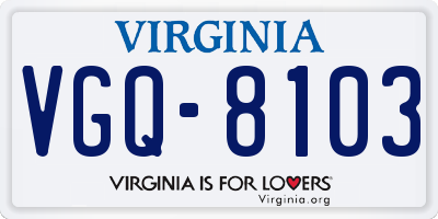 VA license plate VGQ8103