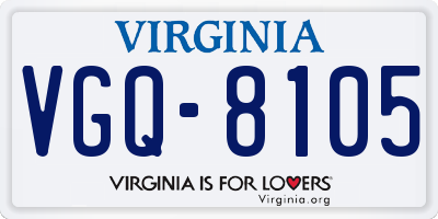 VA license plate VGQ8105