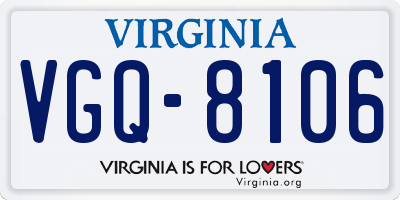 VA license plate VGQ8106
