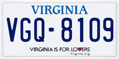 VA license plate VGQ8109